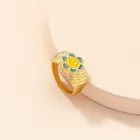 2021 корейские простые модные милые красочные цветочные металлические геометрические кольца для женщин и мужчин новые винтажные ювелирные изделия
