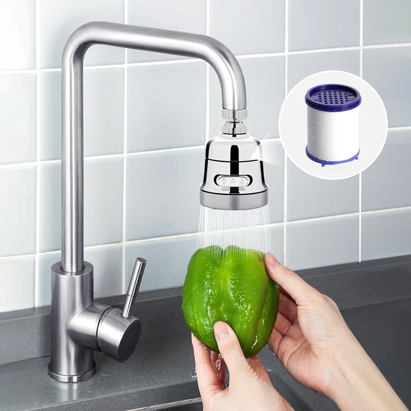 

360 Rotating Faucet 3 Gears Adjustment Faucet Filter Splash Proof Head Of Faucet Filter Dechlorination Refined Copper Connector