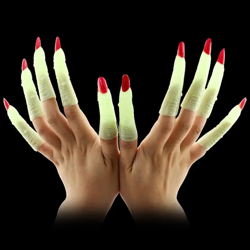2 комплекта Хэллоуин ведьма пальцы искусственные светящиеся ногти в даре ведьмы