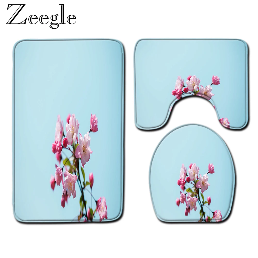 3 шт. коврик для ванной с принтом нескользящий комнаты душа Впитывающий Коврик