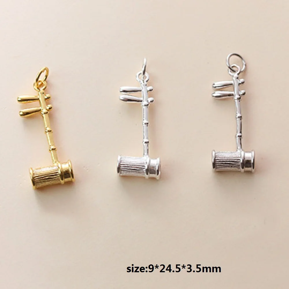 Серебристый цвет эмаль барабан ожерелье с скрипкой музыкальный инструмент