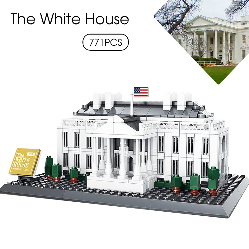 

778pcs The White House USA Block World Famous Building Mini Blocks Architecture Model Set Bricks Toys Gift For Children Adult