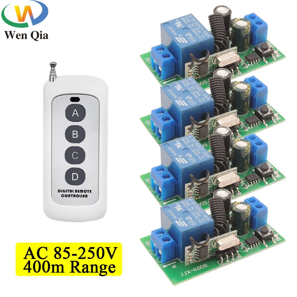 

Rf 433MHz 400m Long Range Universal Remote Control Switch 220V Wireless Smart Light Switch 10A 1Ch Relay Module for Home Lamp
