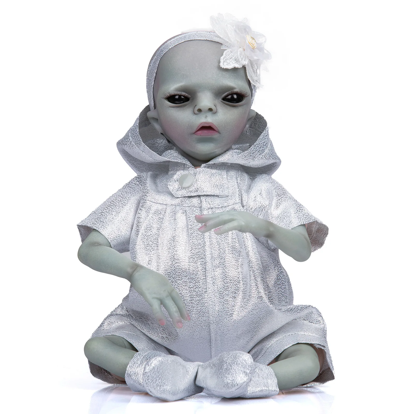 

14inch Reborn Doll Silicone Alien Baby Doll Lifelike Soft Touch Handmade Finished Vinyl Doll High Quality