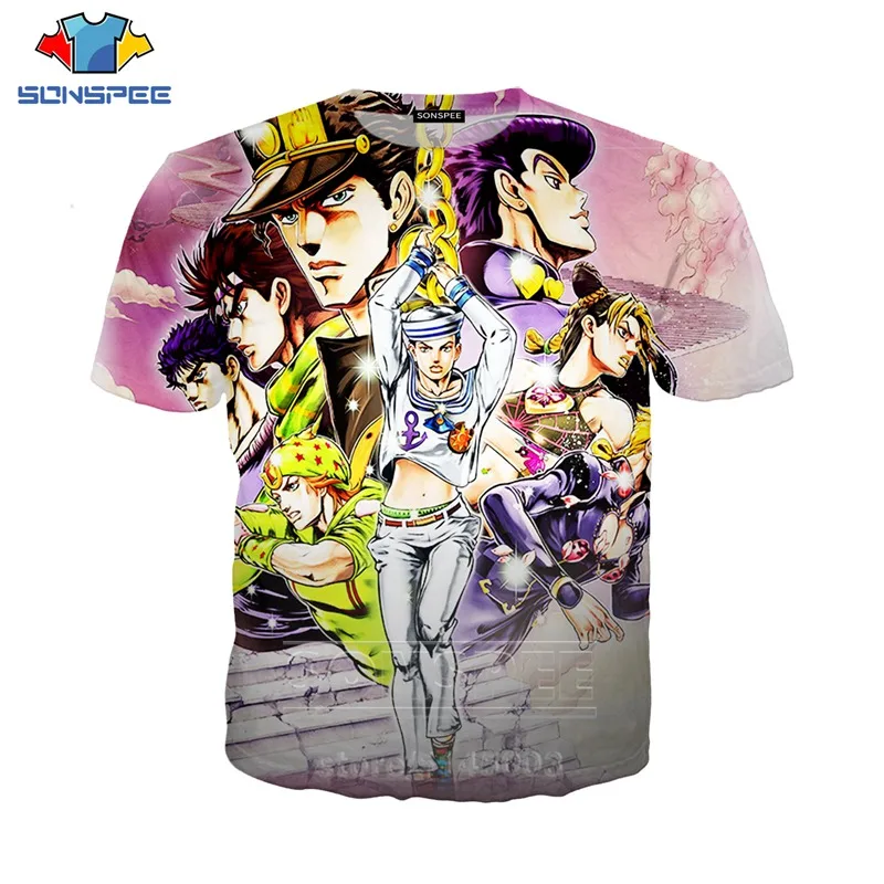 1 JoJo Необычные Приключения футболка для мужчин женщин Аниме Толстовка 3D принт Higashikata Josuke короткий рукав хип хоп топы пуловер C045-02 - Цвет: 1