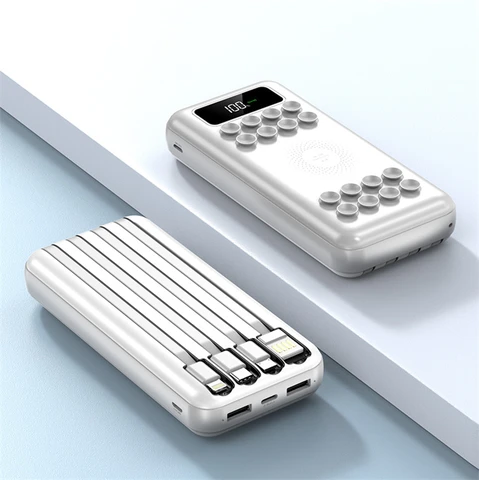 Универсальное магнитное Беспроводное зарядное устройство Qi Power Bank 20000 мАч Быстрая зарядка с кабелем 10000 мАч Powerbank для iPhone 15 Samsung S20
