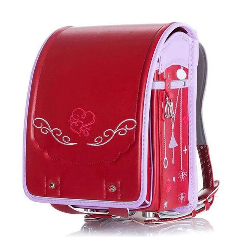 Современный детский рюкзак Randoseru для девочек, Японский Школьный ранец из искусственной кожи с вышитыми цветами, ортопедический японский рю...