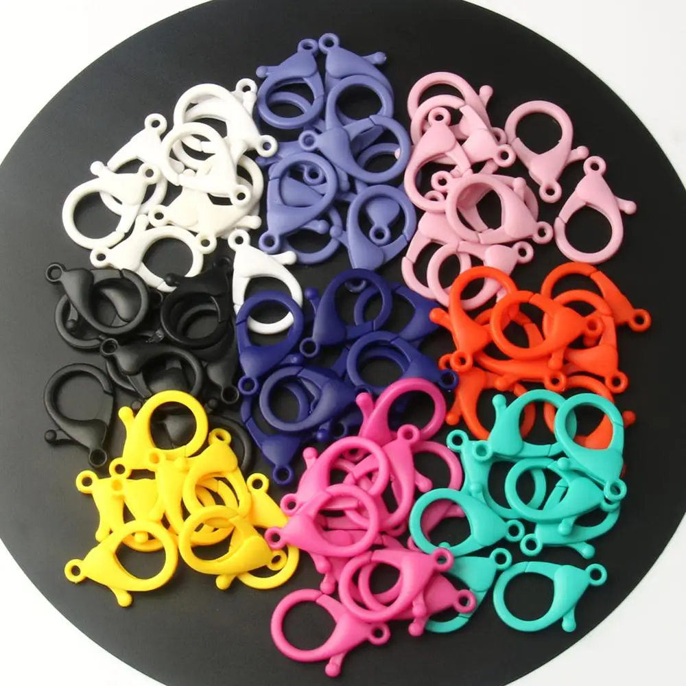 

20pcs Colorful Plastic Lobster Clasp Hooks Clips Connectors for Jewelry Making DIY Mask Chains Accessories 36x12mm