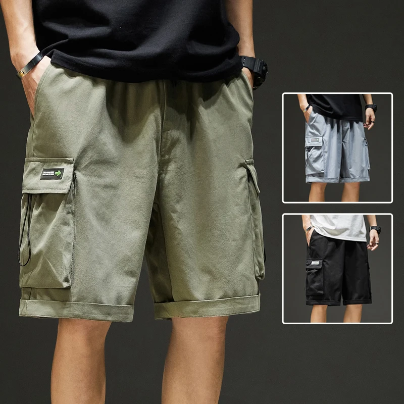

Streetwear Summer Men's Shorts Casual Side-pocket Cargo Shorts Men 2021 Knee Length Men Hip Pop Short Pants 3XL