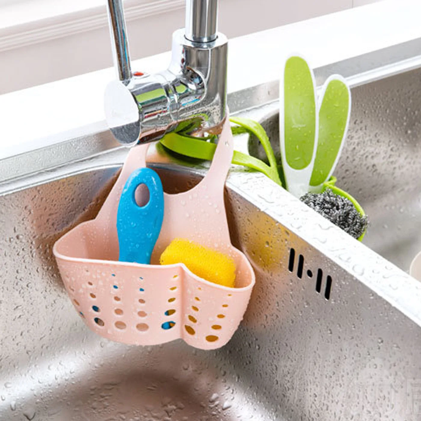 Мойка губка слив стеллаж для хранения Регулируемый оснастки Висячие сумки