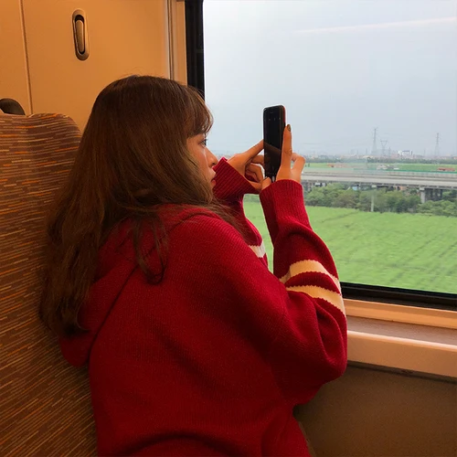 Thick Simple Cardigan Outwear Striped Zipper Pocket Hooded Fashion Loose Korean Style 2019 New Arrival Female Women Sweaters |