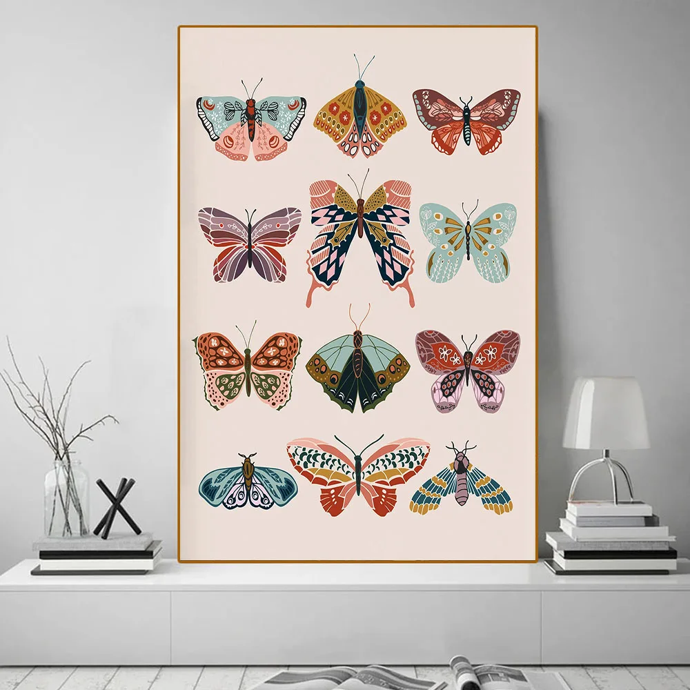 

Nursery Poster Butterfly Specimens Wall Art Canvas Painting Digital Print Picture For Livingroom Girl's Room Bedroom Home Decor