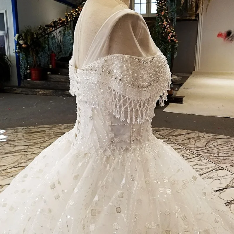 LS21108 2020 new arrival like white organza bridal gowns lace flowers hand working wedding dress real pictures from china shop