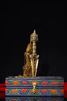 tibet buddhism temple old bronze three sided big black sky head skull dorje vajra phurba dagger holder painted bodhi root box