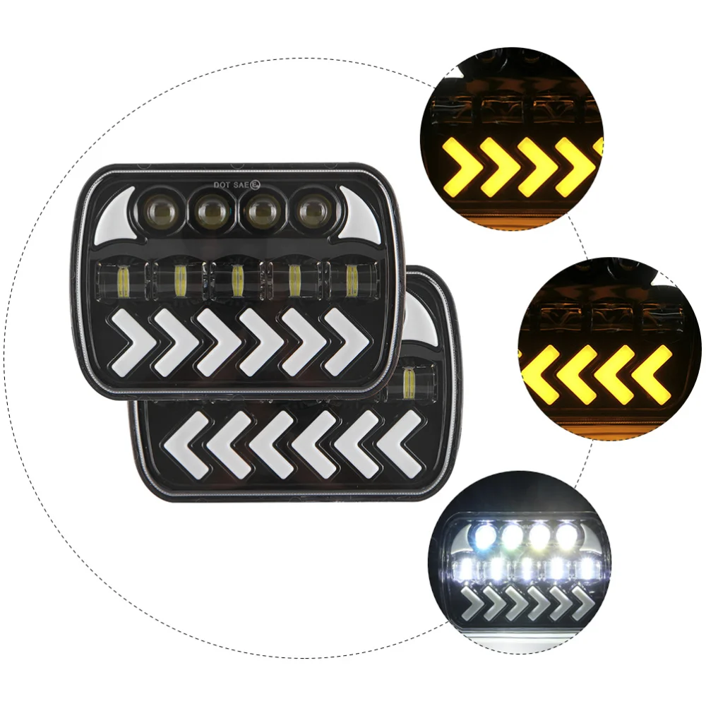 

1 Pair Square 7 inch Headlight Useful SUV Headlamp Practical Vehicle Accessory