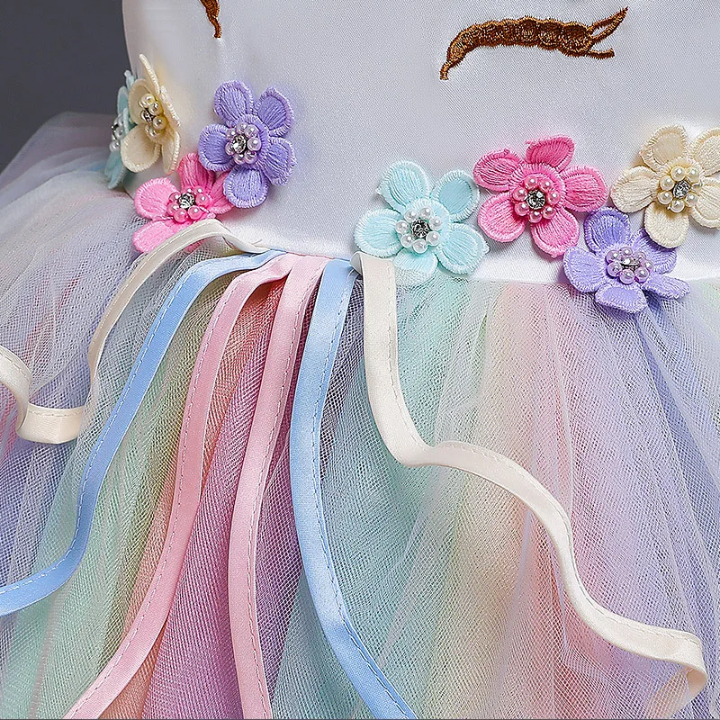 Unicorn dress Flower Girl Wedding Dress Elegent Kids Tutu Princess Party Dresses For Girls Formal Children robe vestidos | Детская
