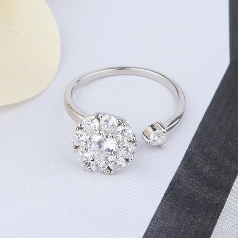 Bague Ringen Настоящее серебро 925 кольцо ювелирные изделия с созданным круглым муассанитом драгоценный камень регулируемый палец ювелирные изделия свадебный подарок