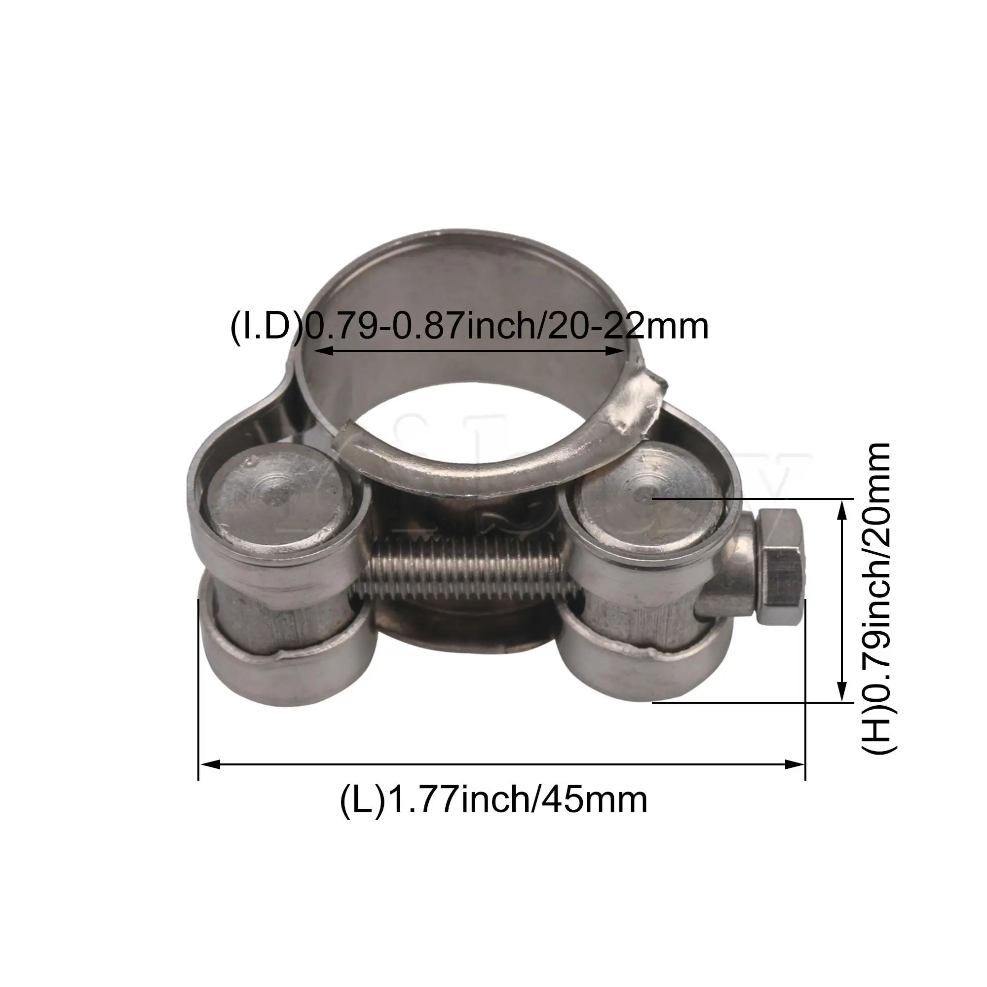 

4 Pieces Stainless Steel T-Bolt Hose Clamps 20-22mm Range Pipe Clips