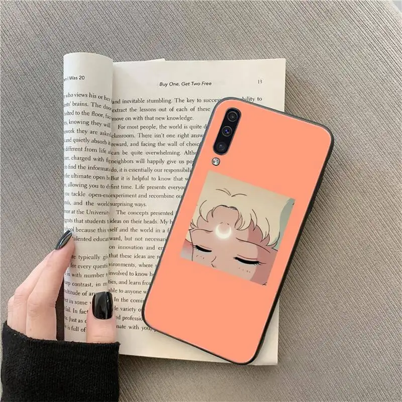 

Cute Cartoon blond girl Moon Phone Case For Samsung Galaxy S8 S9 S10 Plus S10E Note 3 4 5 6 7 8 9 10 Pro Lite cover