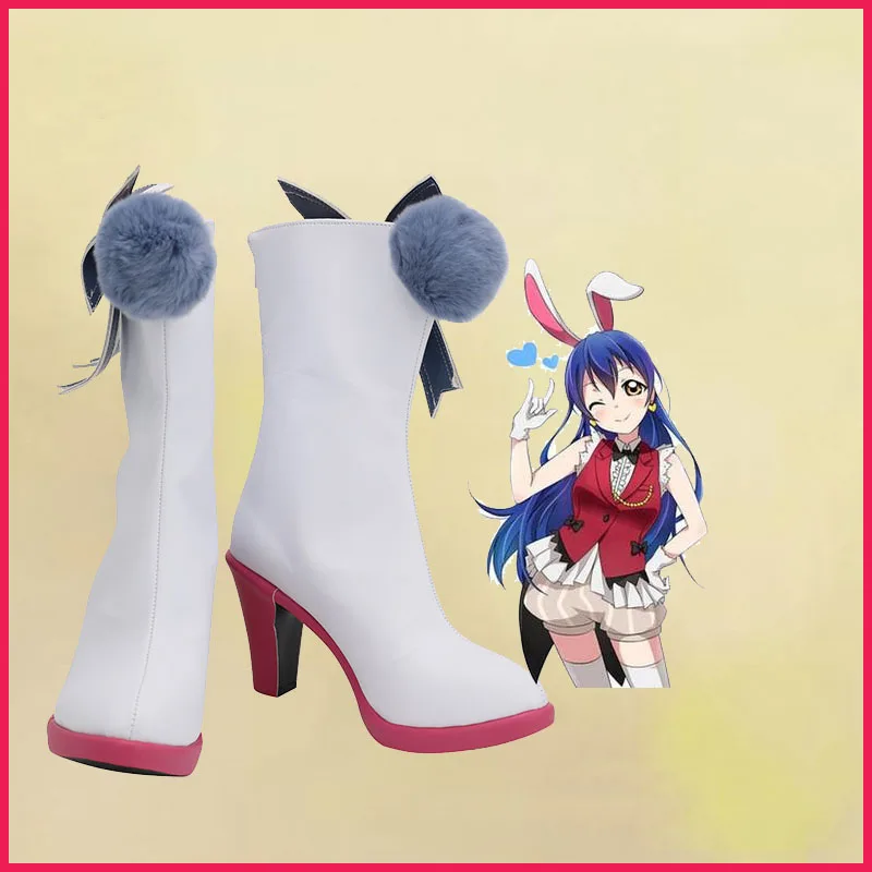 

LoveLive！Sonoda Umi Cos Role Cosplay Shoes White Leather Boots High Heels Anime Peripheral