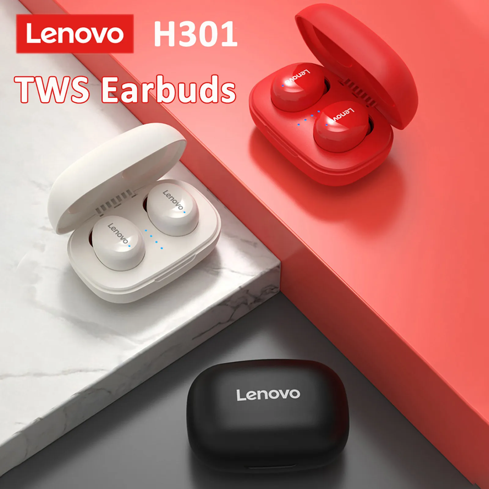 

Simple And Convenient Professional Color Matching Lenovo H301 bluetooth 5.0 Earbuds HiFi Stereo Touch-Control Noise Cancelling