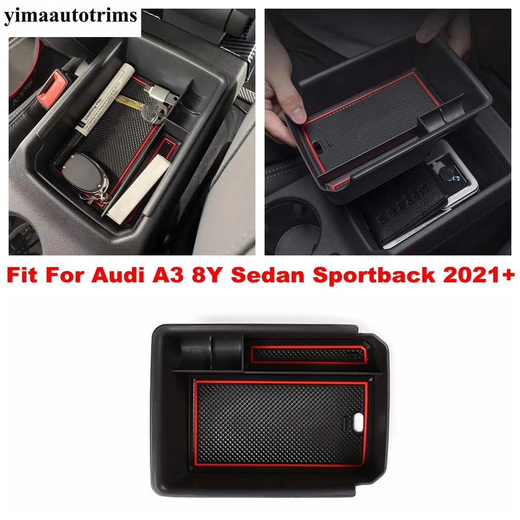

Car Central Armrest Storage Box Glove Tray Holder Case Pallet Container Accessories Interior For Audi A3 8Y Sedan Sportback 2021