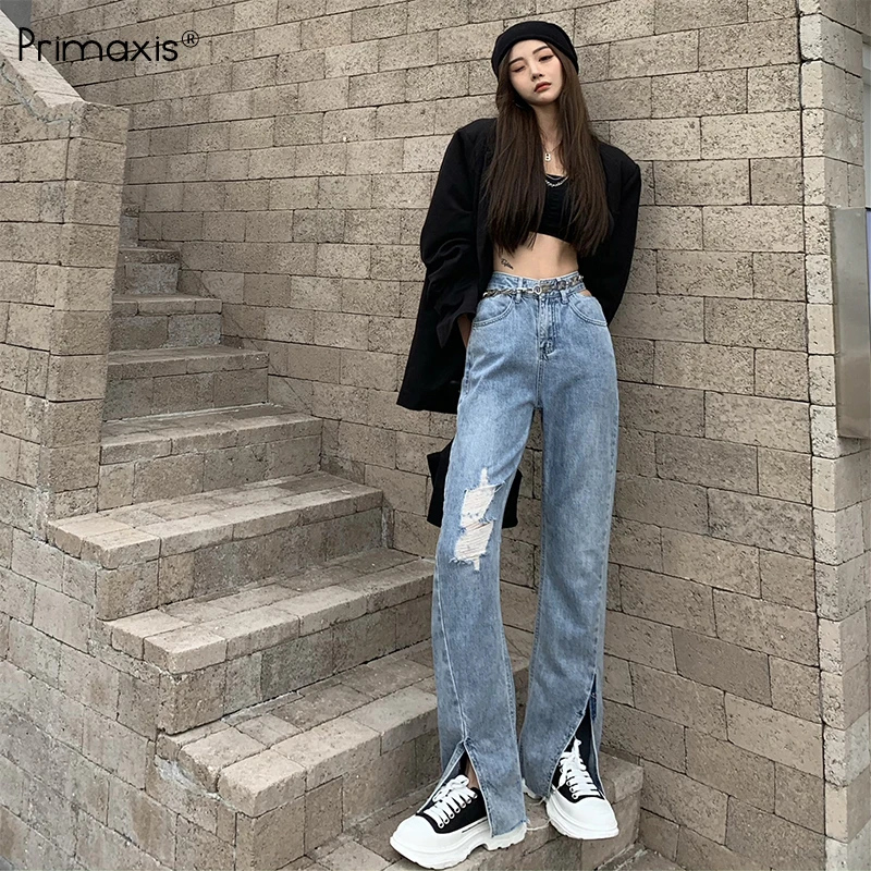 Primaxis 2021 summer women's streetwear taille haute urbano baggy jeans pantalones  pantalones de mujer pants ropa jean femme