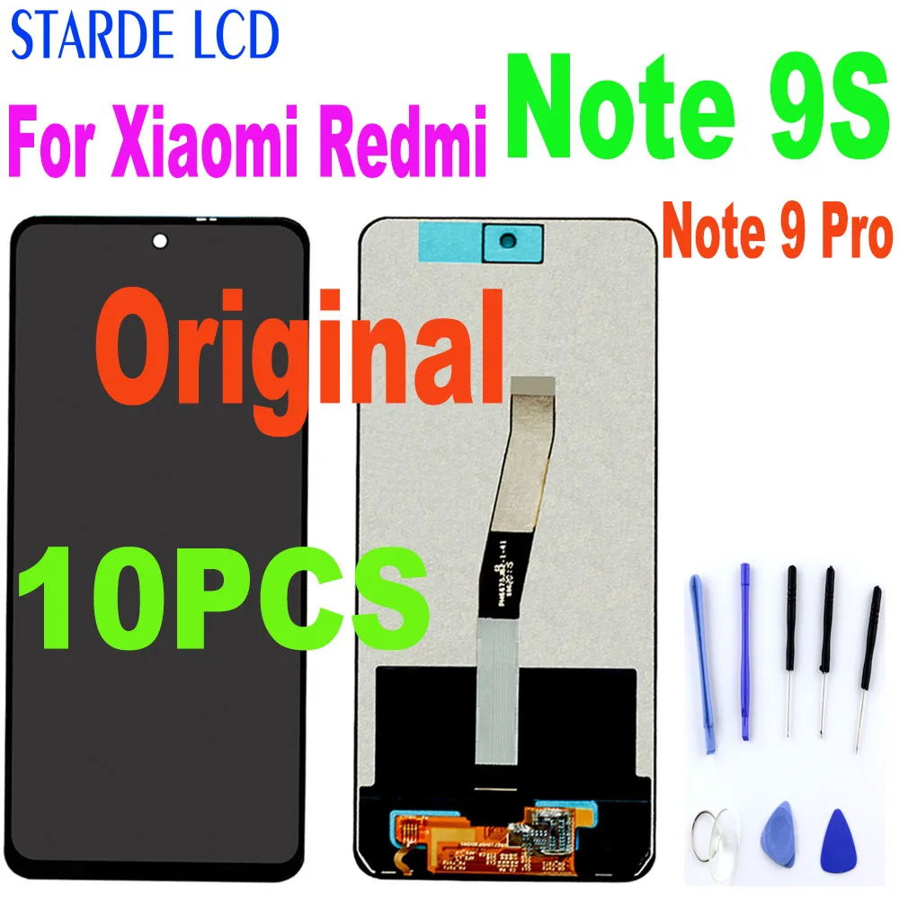 

10PCS 6.67" Original for Xiaomi Redmi Note 9S/ Note 9 Pro LCD Display Touch Screen Digitizer Assembly With Frame LCD Repair Part