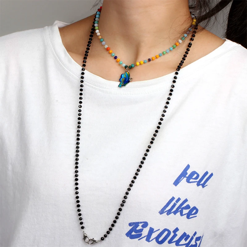 Новая женская цепочка на свитер аксессуары Мода Цвет риса бисерная цепь Кулон