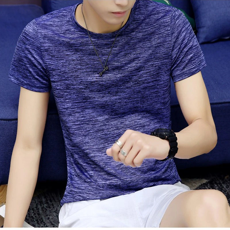 5XL Мужская одноцветная рубашка с коротким рукавом футболка о образным вырезом