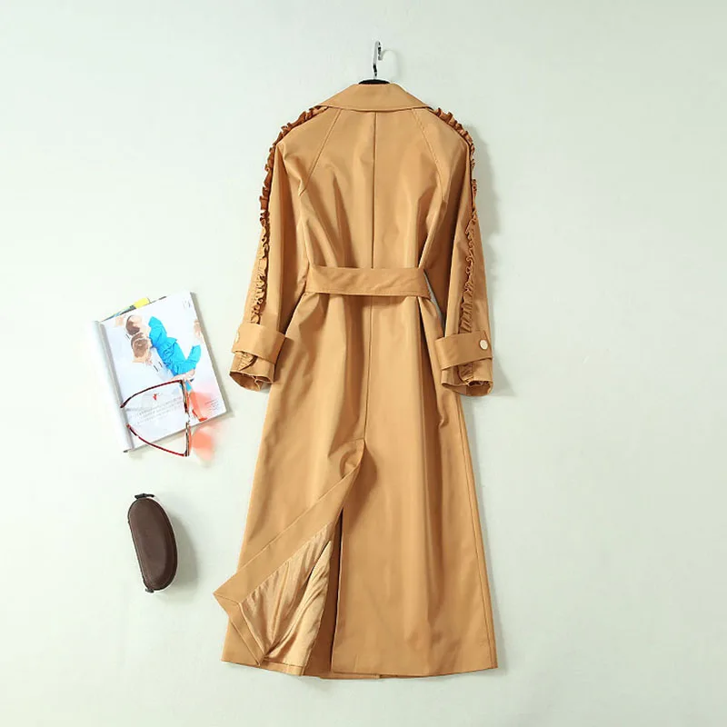 Высокое качество Новый стильный 2019 дизайнерский женский двубортный длинный плащ