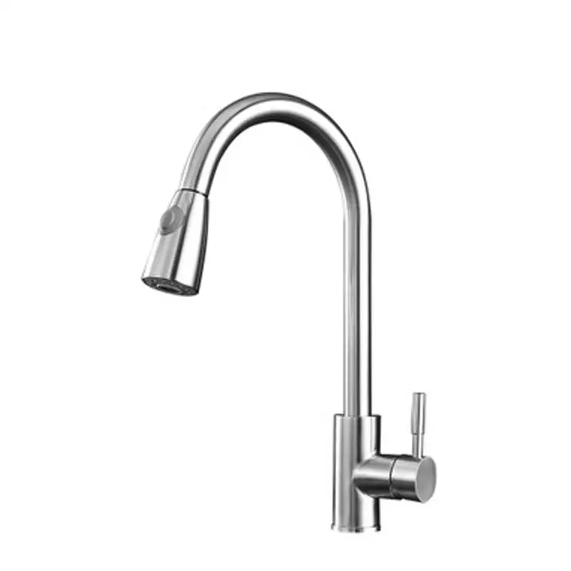 Матовый никель смеситель кран с одним отверстием выдвижной носик и для кухонной