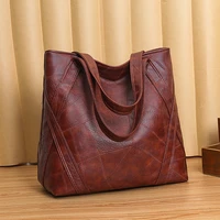 ansloth female retro vintage tote bag washed pu soft leather shoulder bag large capacity handbag women luxury design bag hps1240