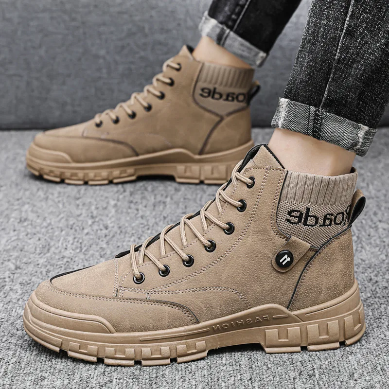 

2021 Autumn Early Winter Shoes Men Boots Thick Sole Non-slip Mens Ankle Boots Fashion Cool Young Man Street Shoes KA4018