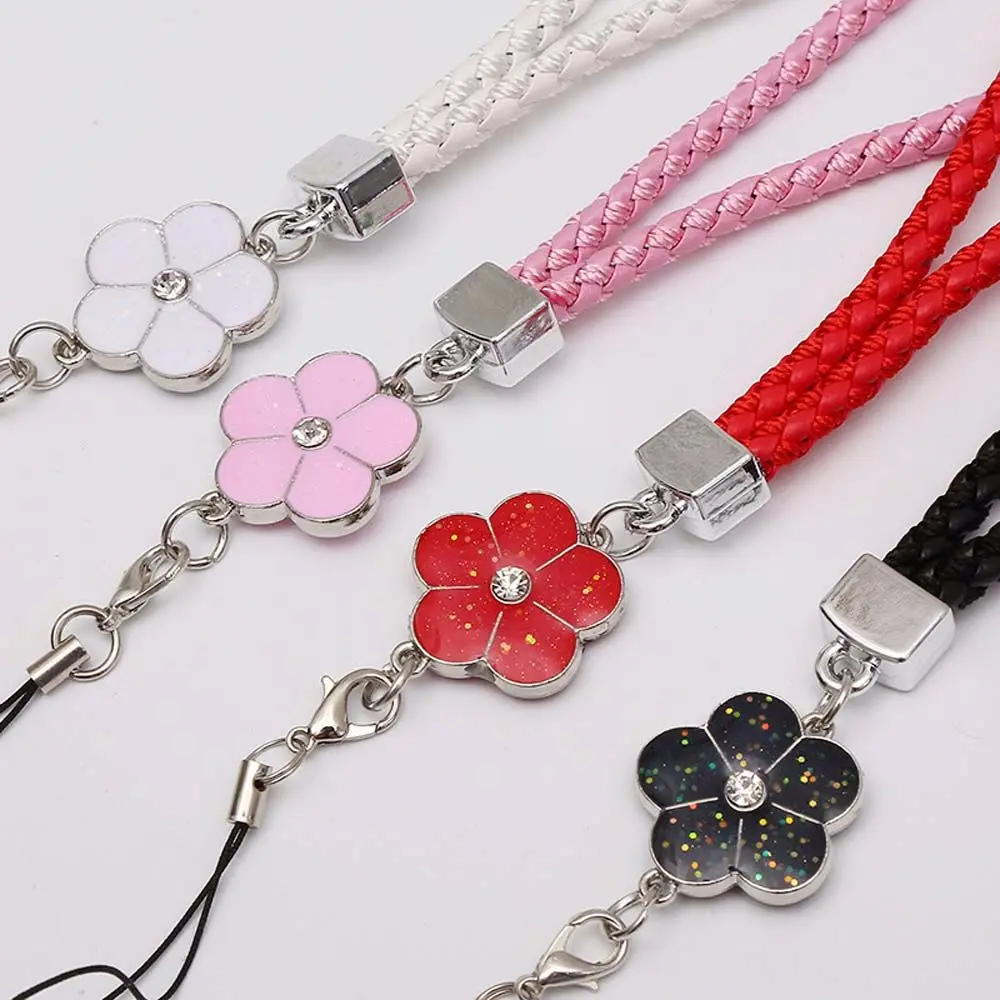 wrist anti lost hanging cord pu leather rope flower mobile phone strap cell phone lanyard mobile phone lanyard keychain free global shipping