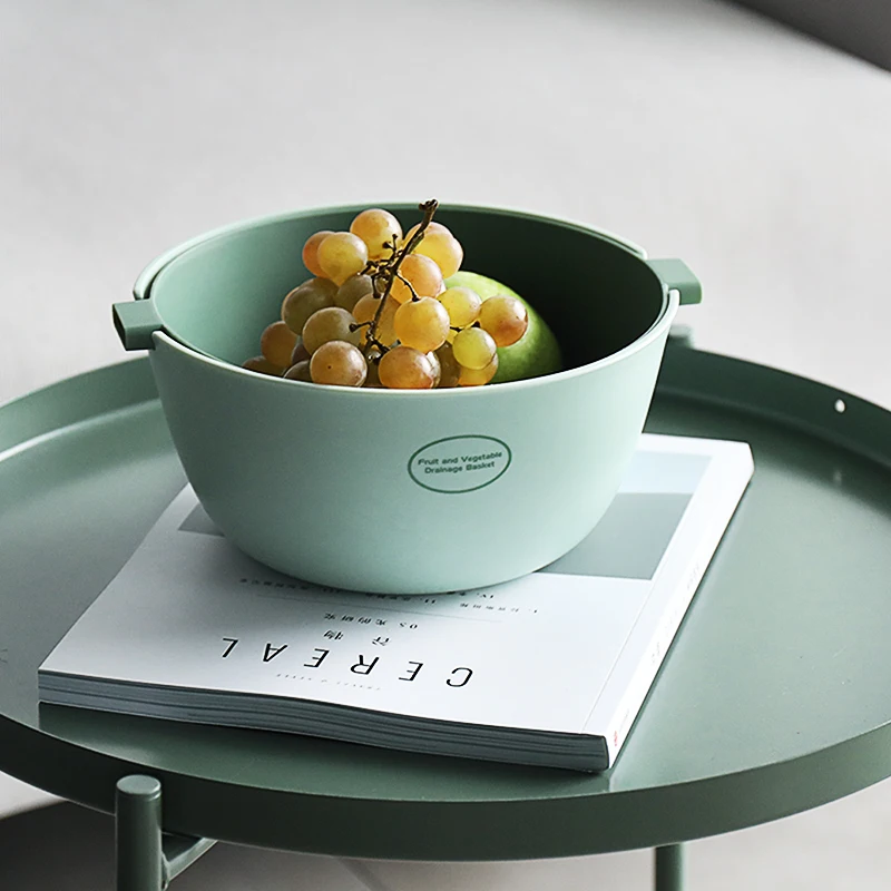 

ADOREHOUSE Double Layers Plastic Vegetable Basket Nodic Style Multi-function Colanders Storage Container Kitchen Household