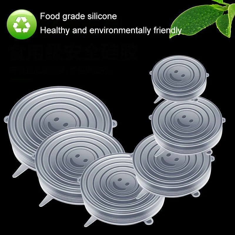 6Pcs Siliconen Vershoud Deksels Silicone Stretch Lids Universal Extensible Food Cover Seal Deksel Fresh-keeping | Дом и сад