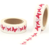 new arrival 1pc 15mm10m red butterfly washi tape wide sticky adhesive tape scrapbooking album diy decorative paper tape