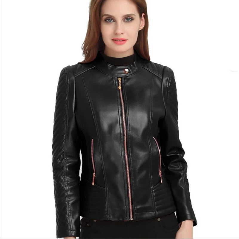 Large Size 6XL Short Leathers Coat Women's Fashion Pu Motorcycle Middle-aged Leather Jacket Autumn Winter Leather Fashion Coats enlarge