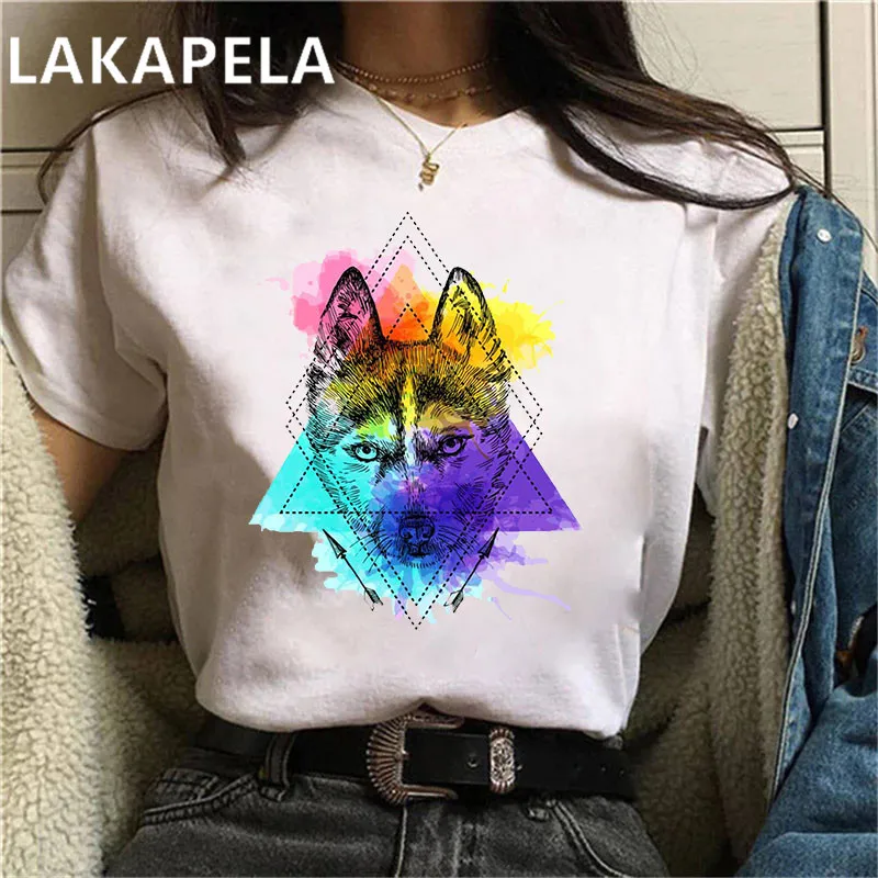 Новые летние 2021 Футболка с принтом волка футболка женская рубашки для мальчиков