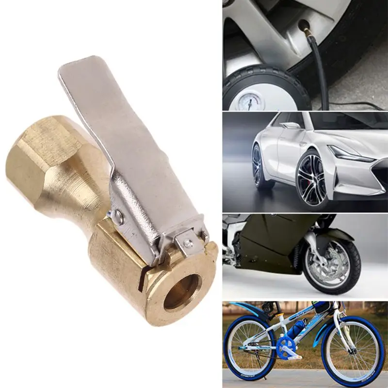 

Air Chuck 1/4 inch Open Flow Straight Lock On Tire Chuck with Clip for Inflator Gauge Compressor Accessories