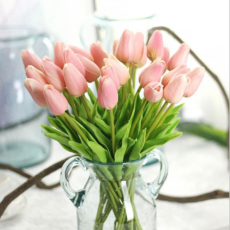 

1Pcs Tulip Artificial Flowers Real touch artificiales para decora Bouquet Flowers For Home Gift Wedding Decorative Flowers