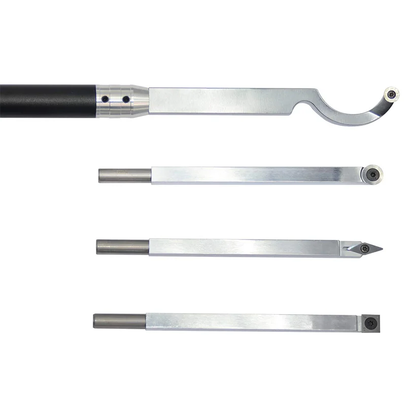 

Tipped Wood Turning Tools Set Lathe Rougher Finisher Detailer Swan Neck Hollowing Tools and Interchangeable Aluminum Alloy Grip