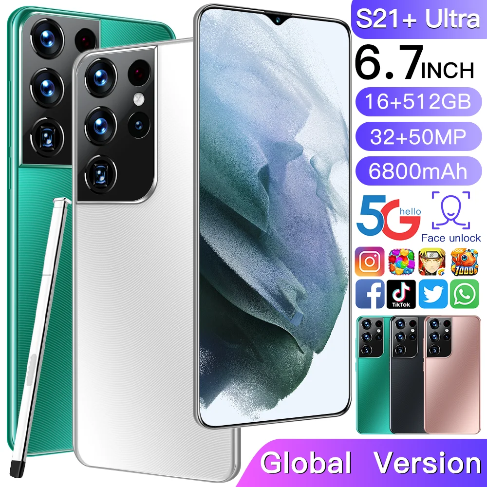 

Galay S21+Ultra 5G Smartphone 16GB+512GB 32MP+50MP Cell phone Mobile Phone Global Version 6800mAh Android 11.0 phone