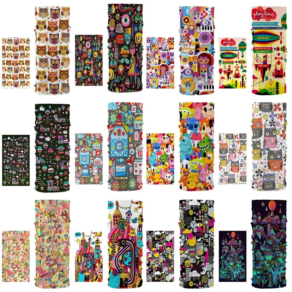 

New Cute Cartoon Scarf Men's Scarves Multicolor Series Simple Head and Neck Protection Dustproof Fitness Bib Turban Cycling Legg