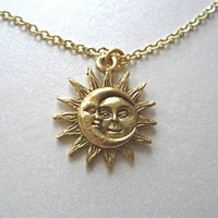 2021 sun moon big smile retro pendant necklace womens new fashion metal accessories party jewelry