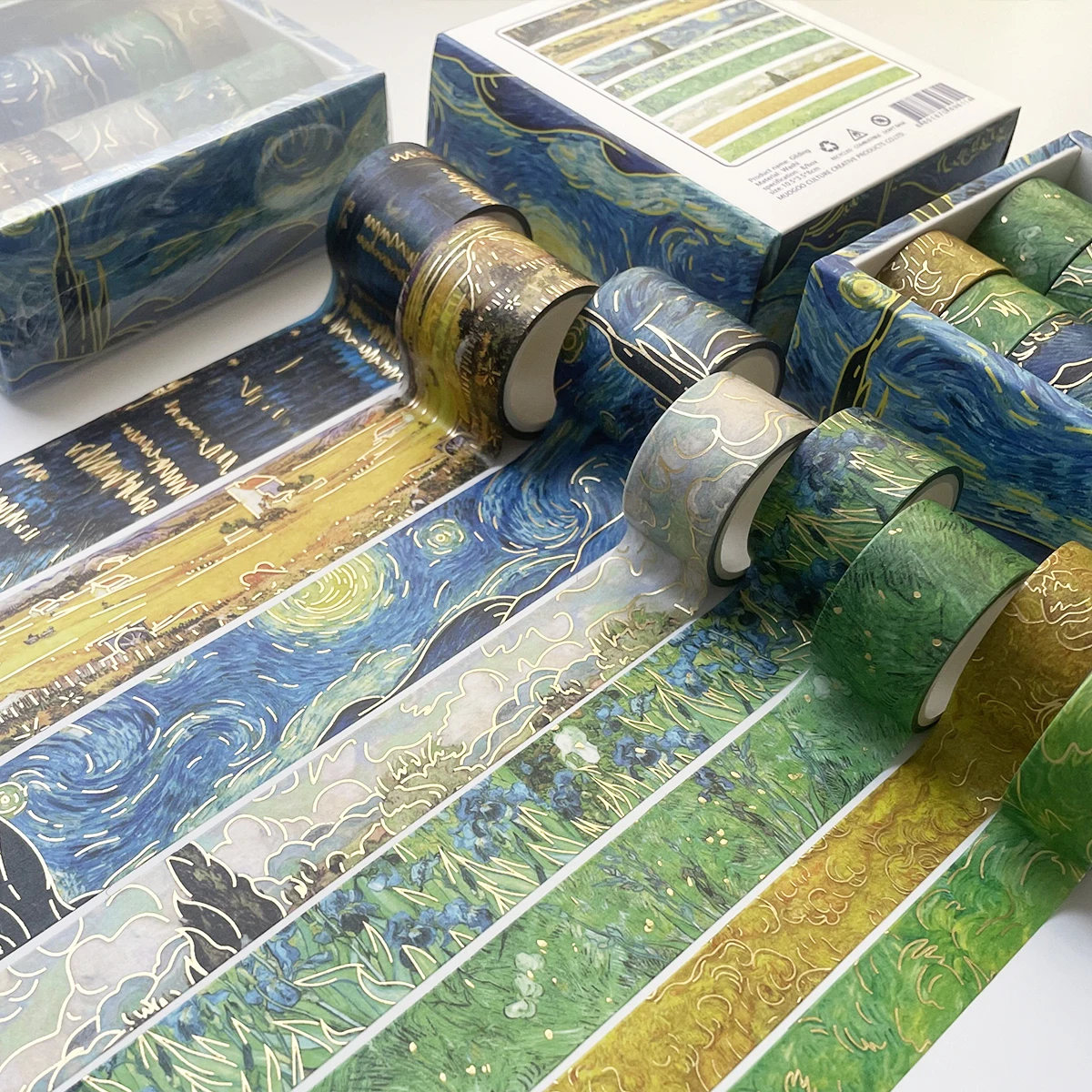 8 Pcs/Set Cute Bronzing Set Washi Tape Kawaii Van Gogh Impression Masking Tape Stationery DIY Journal Scrapbook School Supplies