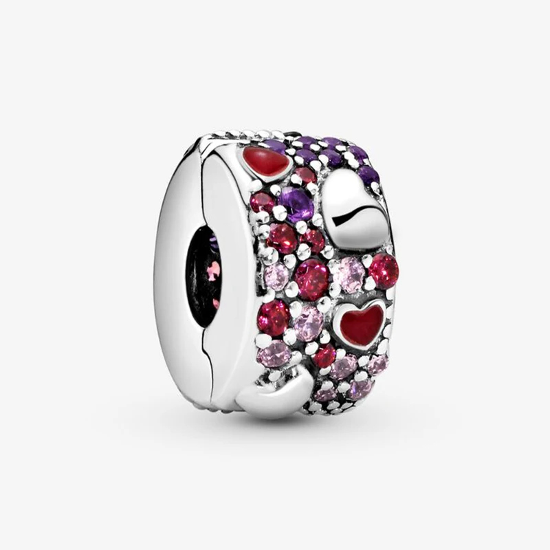 Очаровательные серебряные красные и розовые сердца синие прозрачные