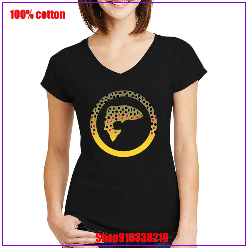 2020 Geek коричневая форель Flyfish футболка Женская Топ качество v образный вырез