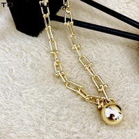totasally hip hop chain bead necklaces for women gold metal ball pendant u chain collor necklace jewelry night club show